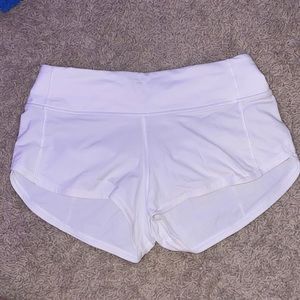 Lululemon white speed up shorts!! Size 2 with a 2.5 inseam.